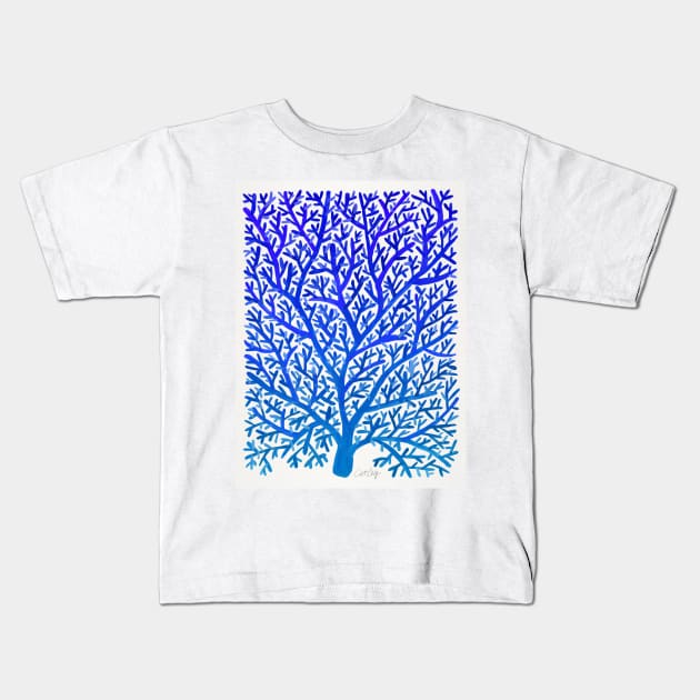 fan coral blue ombre Kids T-Shirt by CatCoq